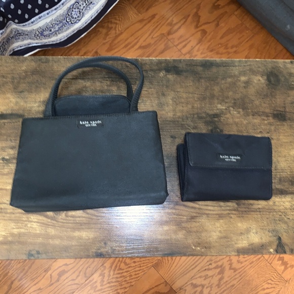 Vintage Kate Spade Black Nylon Handbag with Wallet - Picture 1 of 13